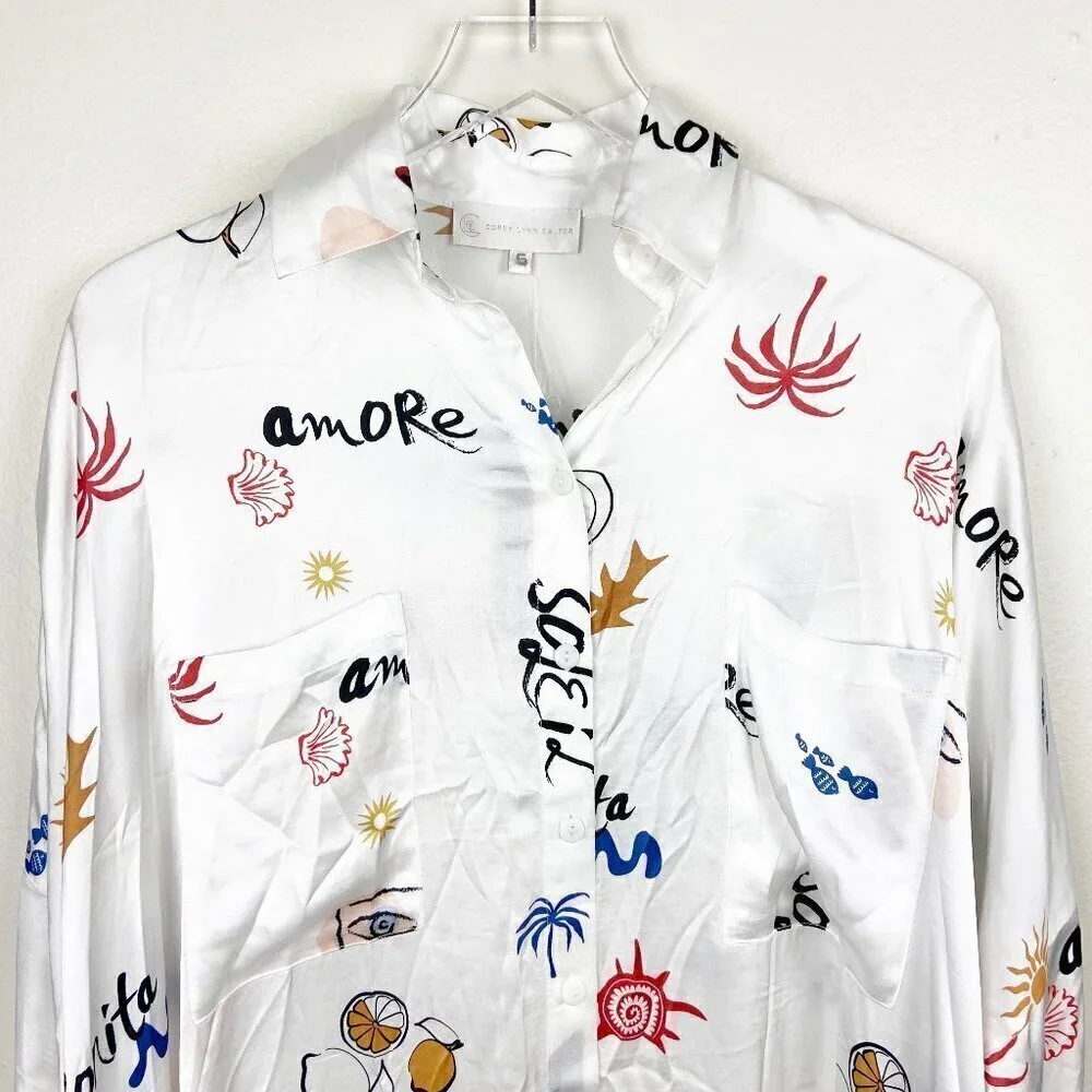 COREY LYNN CALTER | Long-Sleeve Printed Mini Shirt Dress from Anthropologie NWT - Picture 7 of 12